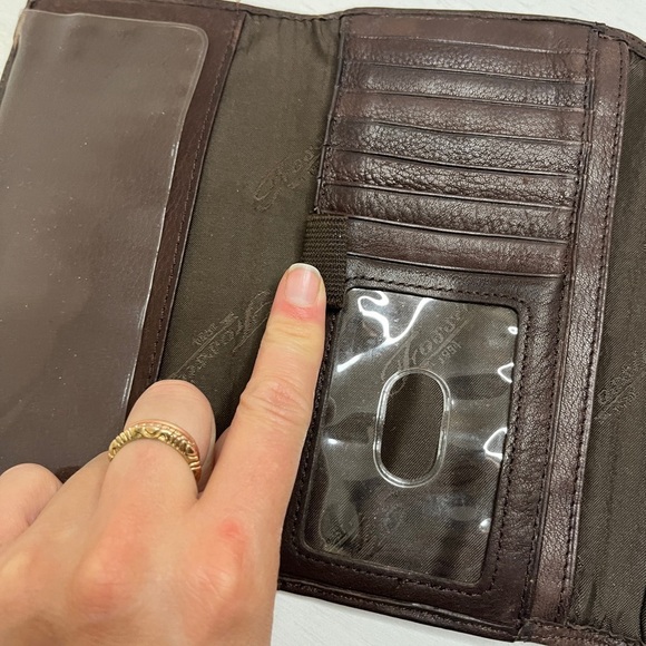 Fossil Deep Brown Pebbled Leather Tri-fold Wallet Card Slots & Zip Pockets - Picture 7 of 10